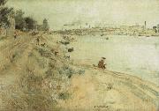 Jean-francois raffaelli Fisherman on the Bank of The Seine oil painting on canvas